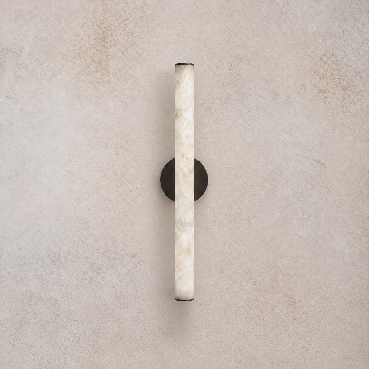 Linear Rod Medium Alabaster Tube Wall Sconce – lights off