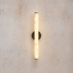 Linear Rod Medium Alabaster Tube Wall Sconce – lights on