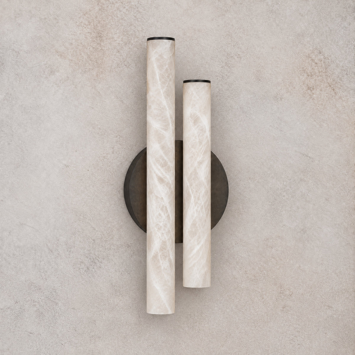 Linear Rod Crossed Alabaster Tubes Wall Sconce – lights off
