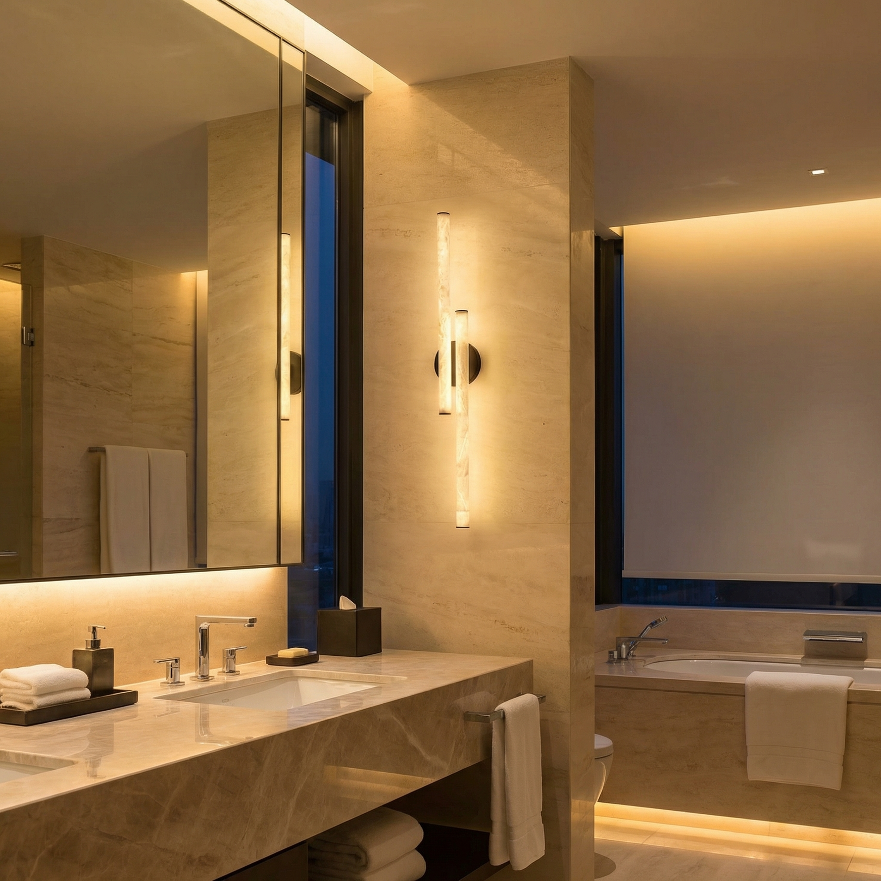 Yiosi Linear Rod Crossed Alabaster Tubes Wall Sconce - Image 3