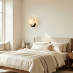 Yiosi Luna Disc Compact Orb Alabaster Black Wall Sconce - Image 4
