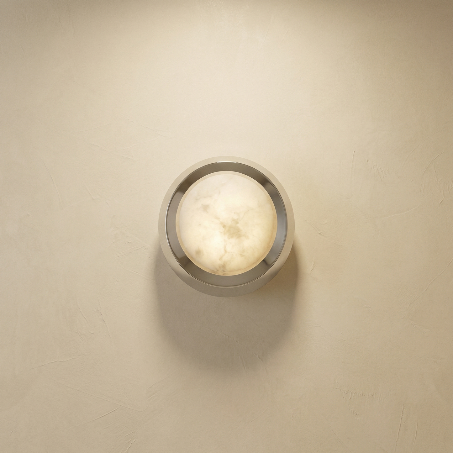 Yiosi Luna Disc Chrome Bezel Alabaster Wall Sconce - Image 1