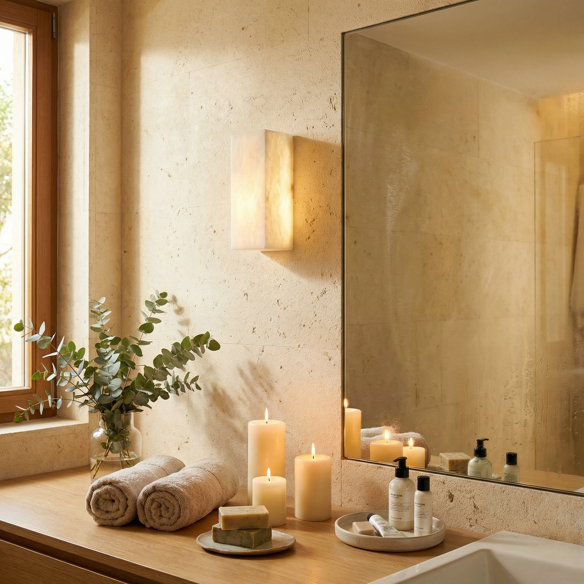 Yiosi Lantern Box Compact Frame Alabaster Wall Sconce - Image 5