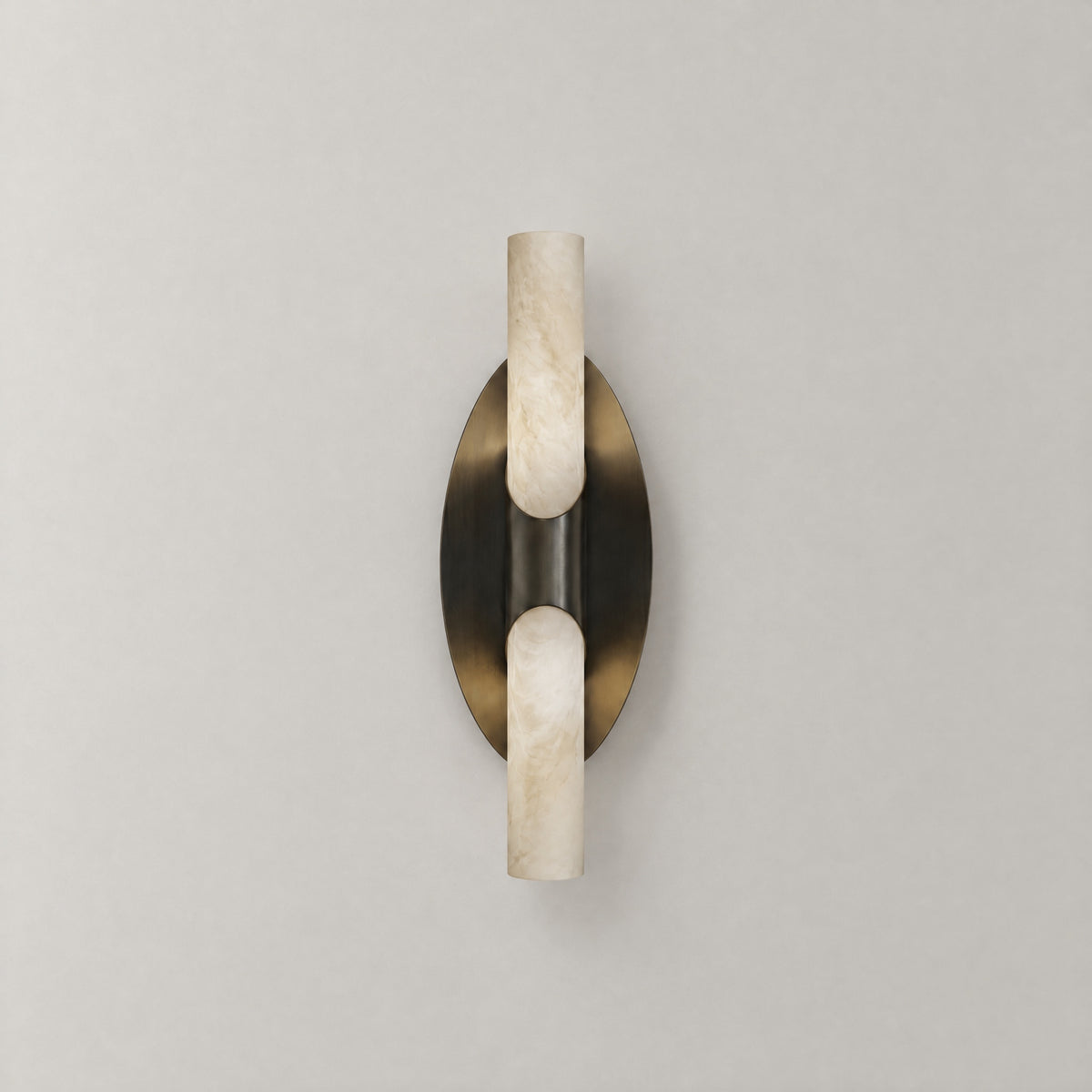 Oval Plate Duo Twin Opal Alabaster Wall Sconce – lights off