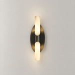 Oval Plate Duo Twin Opal Alabaster Wall Sconce – lights on