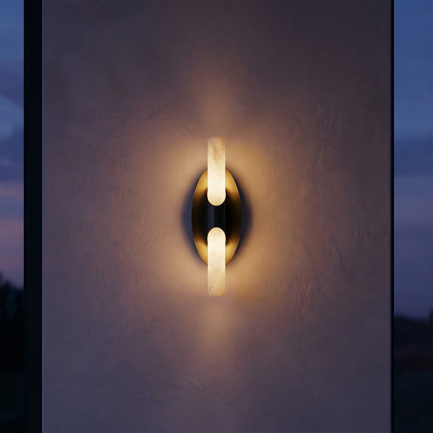 Yiosi Oval Plate Duo Twin Opal Alabaster Wall Sconce - Image 2