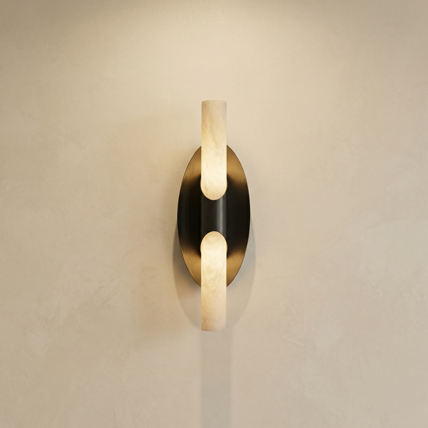 Yiosi Oval Plate Duo Twin Opal Alabaster Wall Sconce - Image 1