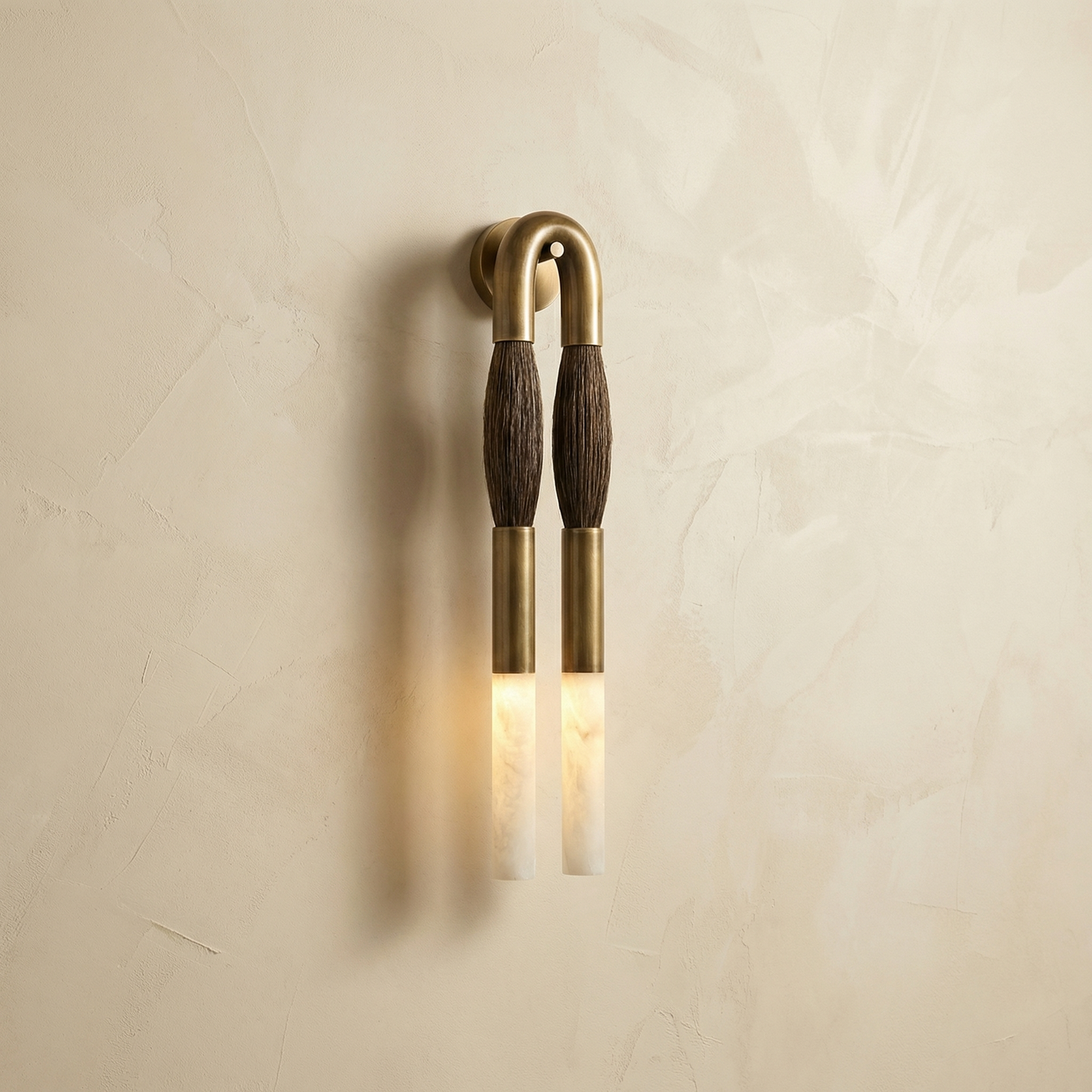 Yiosi Pillar Light Ink Brush Alabaster Twin Wall Sconce - Image 1