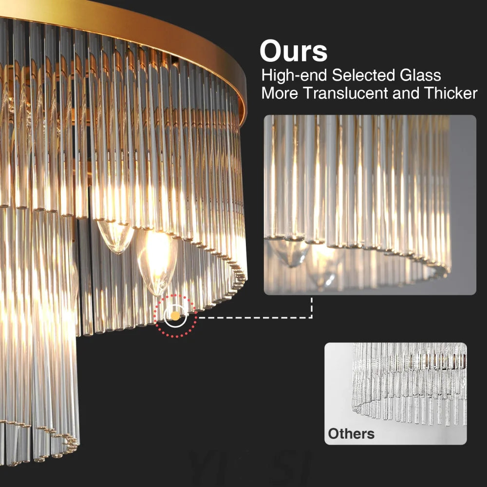 Modern 2-Tier Glass Striped Chandeliers