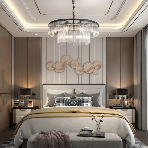 Modern 2-Tier Glass Striped Chandeliers
