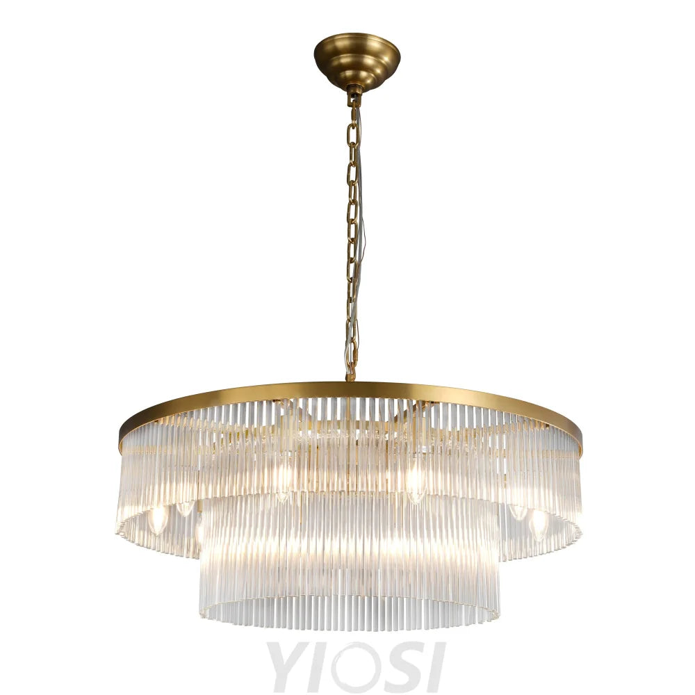 Modern 2 Tier Glass Striped Chandeliers