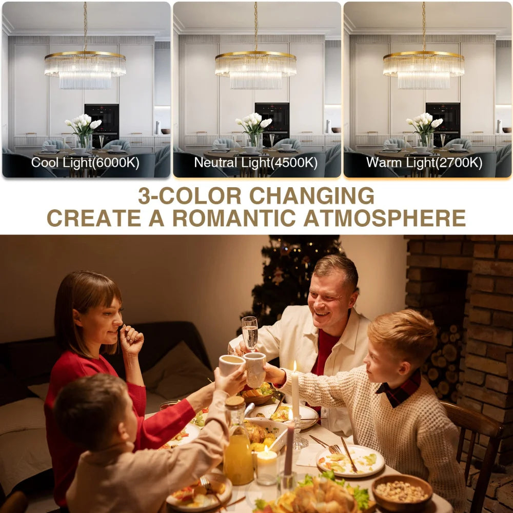 Modern 2-Tier Glass Striped Chandeliers