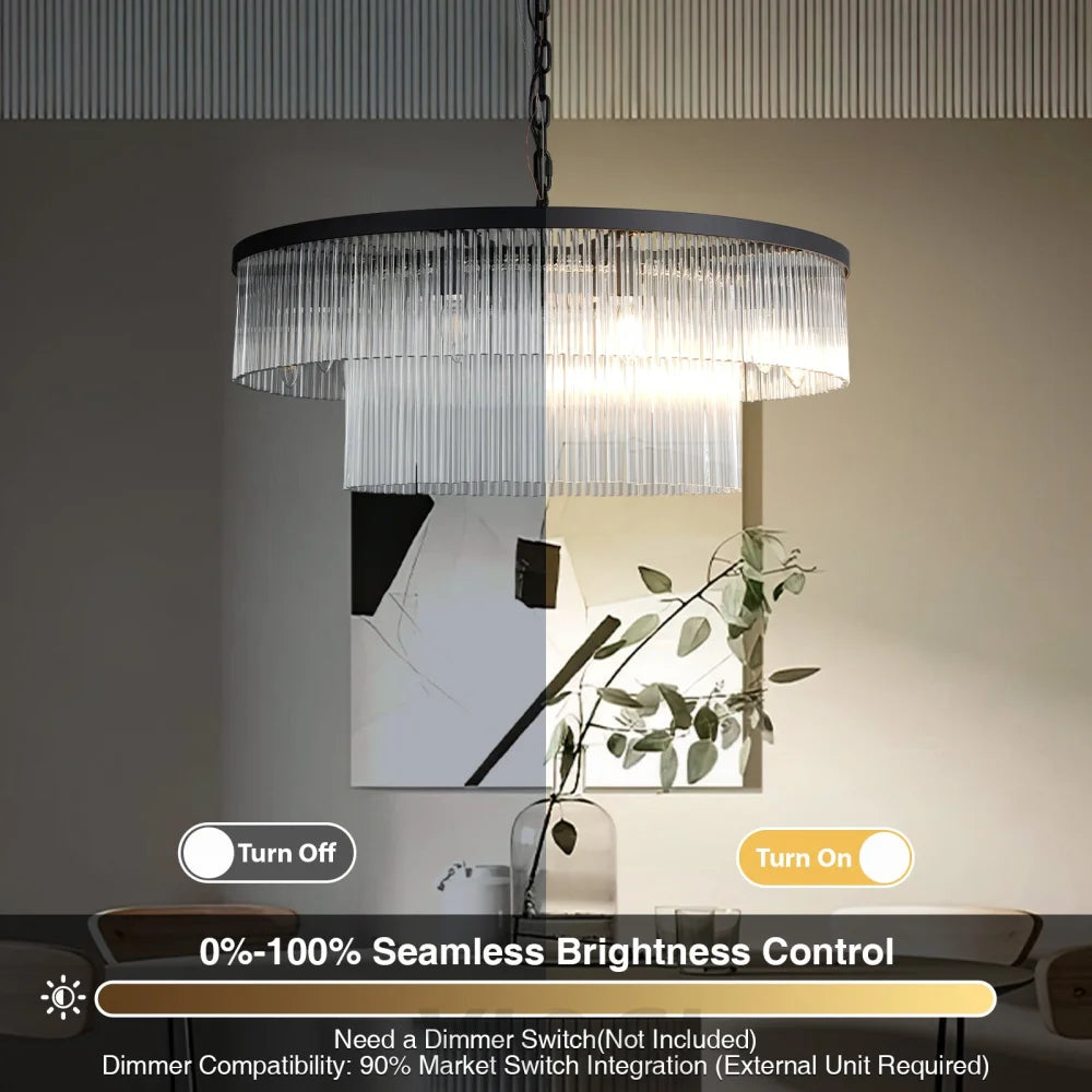 Modern 2-Tier Glass Striped Chandeliers