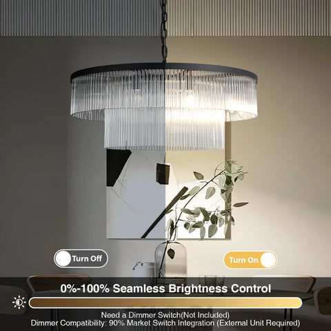 Modern 2-Tier Glass Striped Chandeliers
