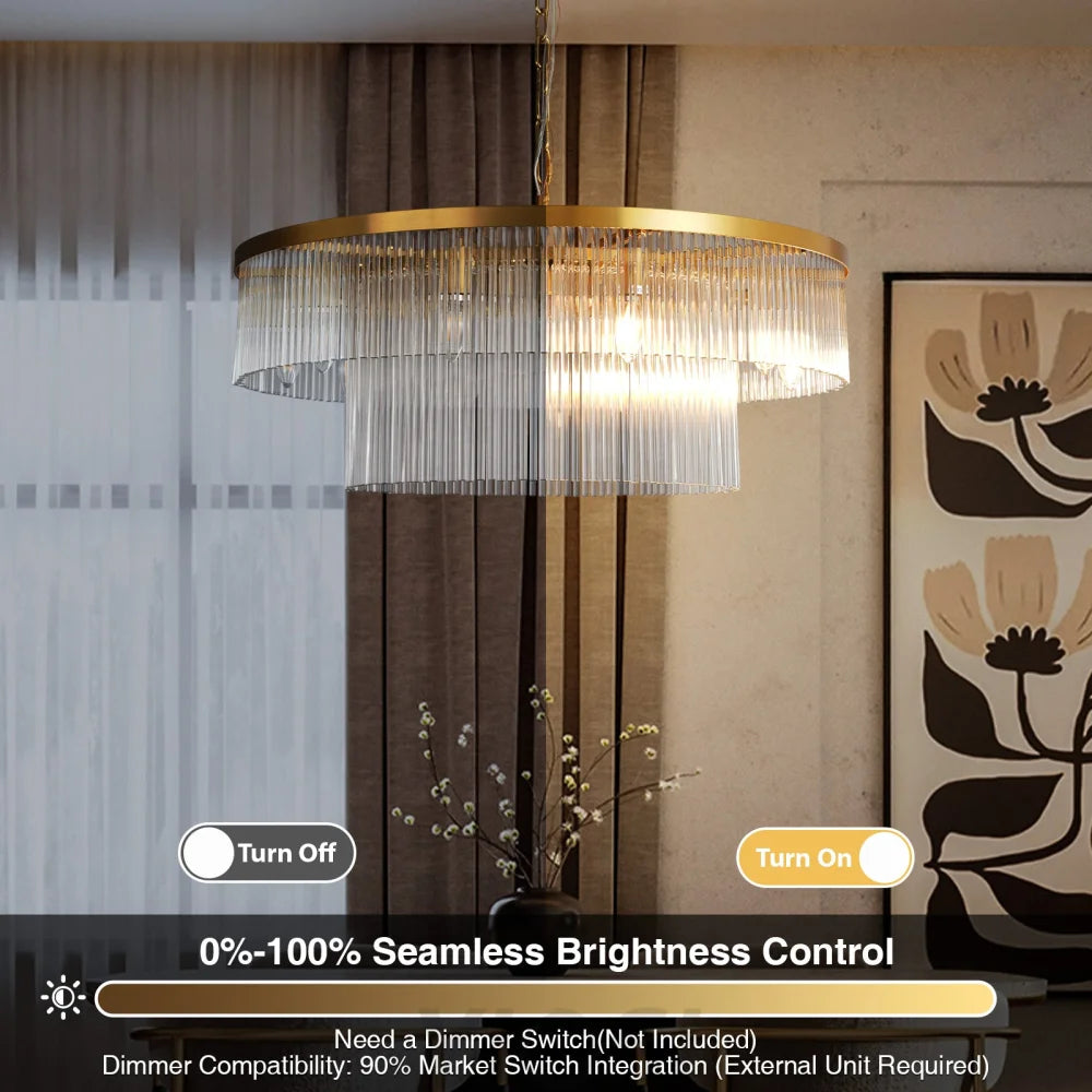 Modern 2-Tier Glass Striped Chandeliers