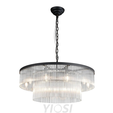 Modern 2 Tier Glass Striped Chandeliers