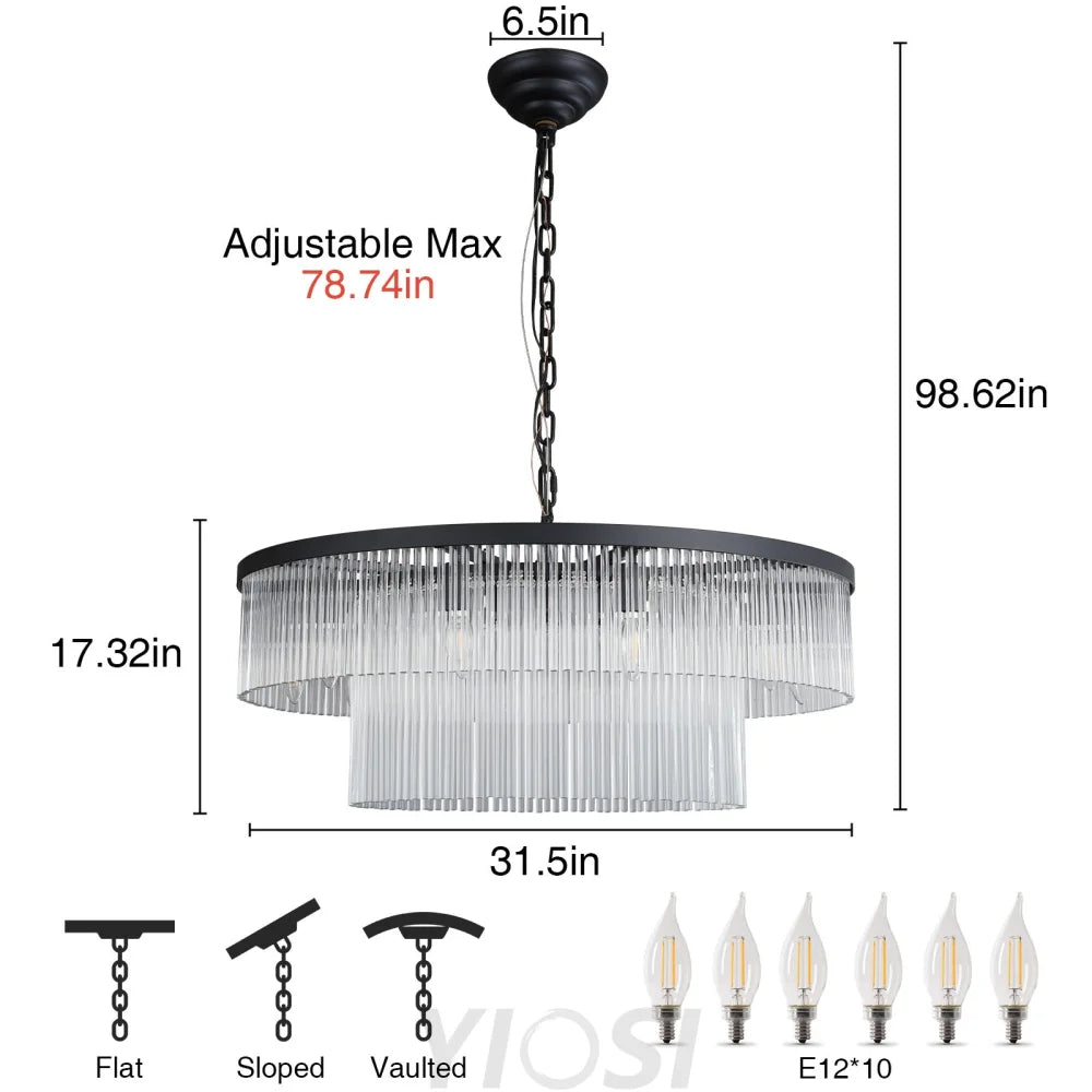 Modern 2-Tier Glass Striped Chandeliers