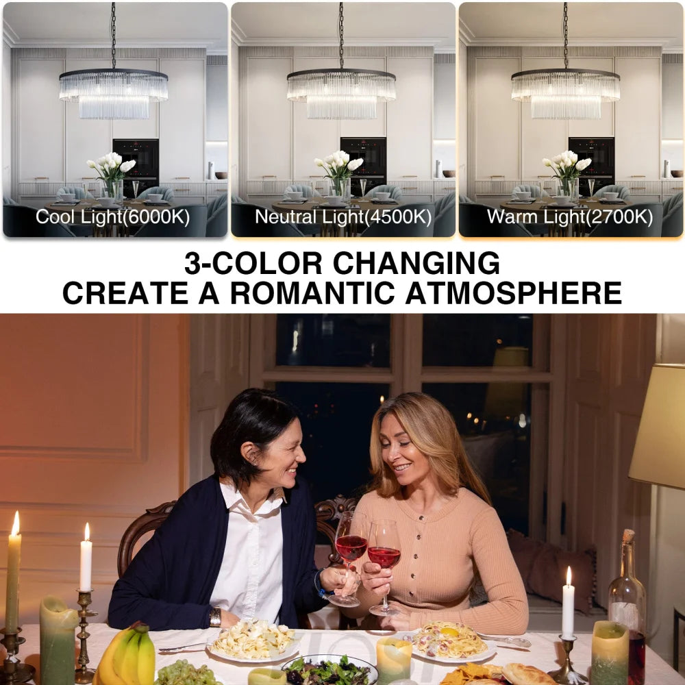 Modern 2-Tier Glass Striped Chandeliers