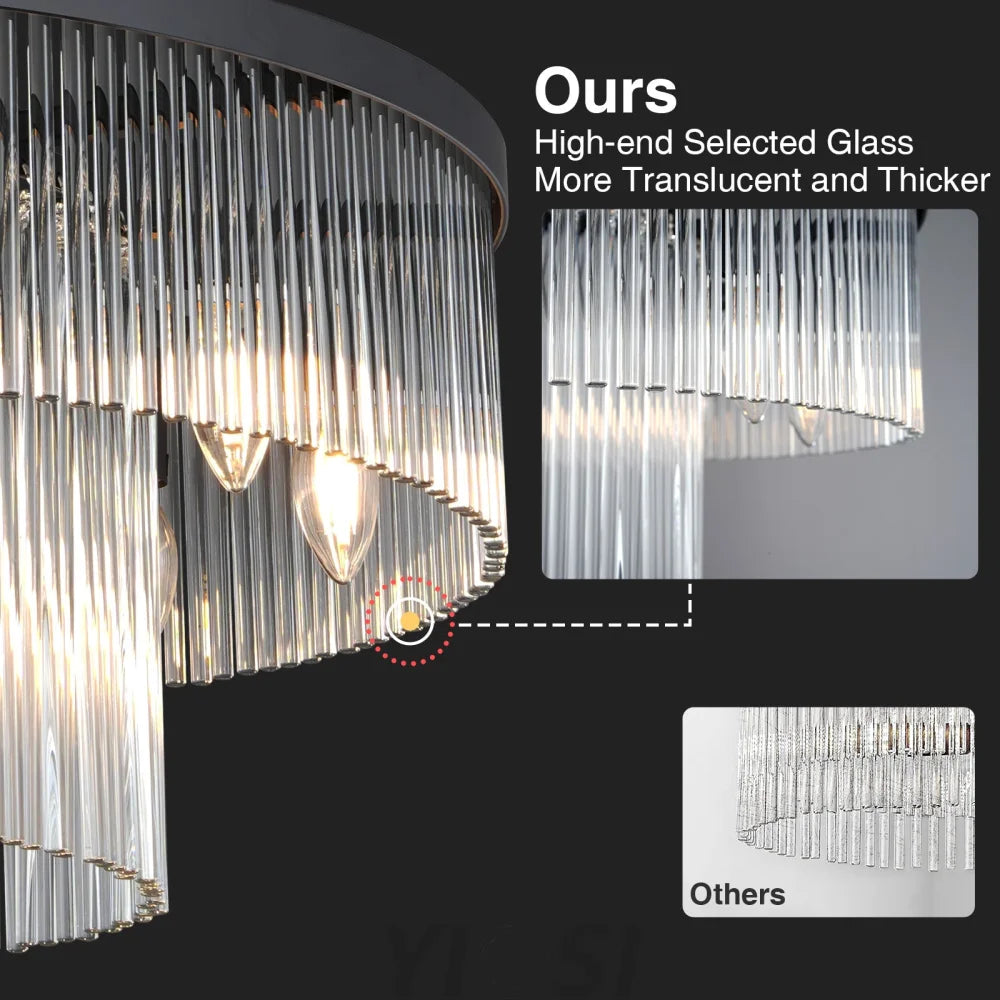 Modern 2-Tier Glass Striped Chandeliers