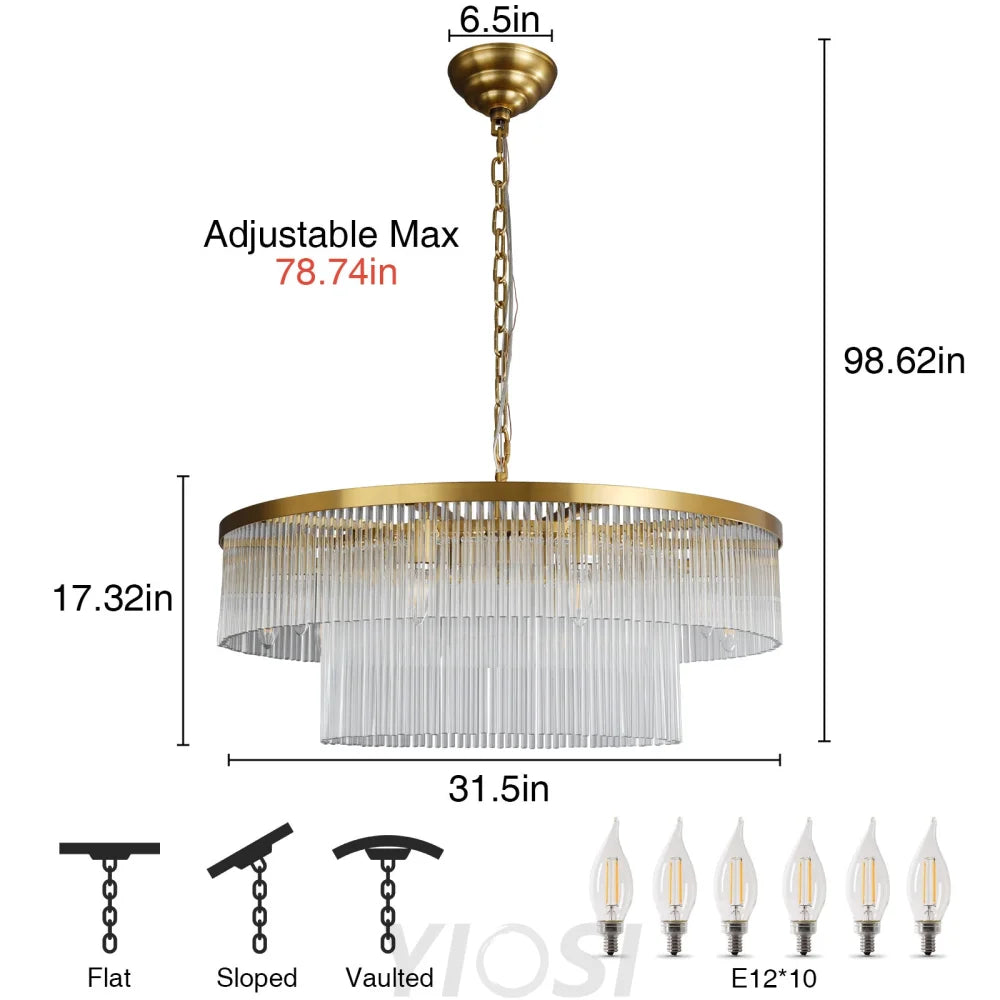 Modern 2-Tier Glass Striped Chandeliers