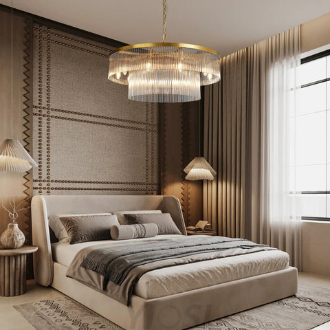 Modern 2-Tier Glass Striped Chandeliers
