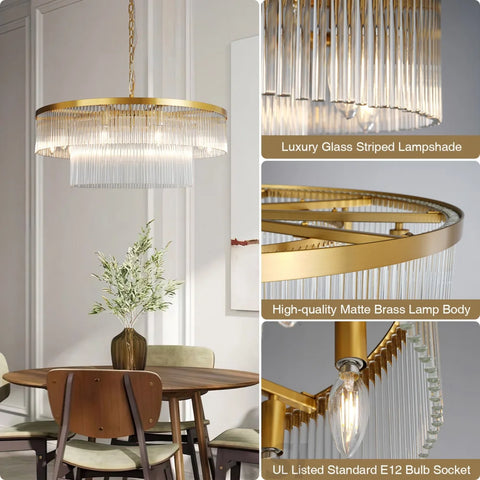 Modern 2-Tier Glass Striped Chandeliers
