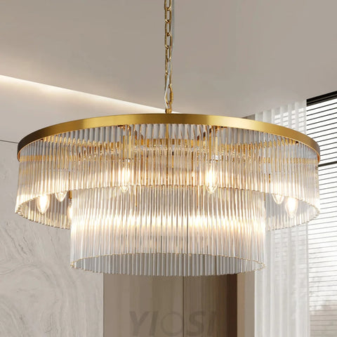 Modern 2-Tier Glass Striped Chandeliers