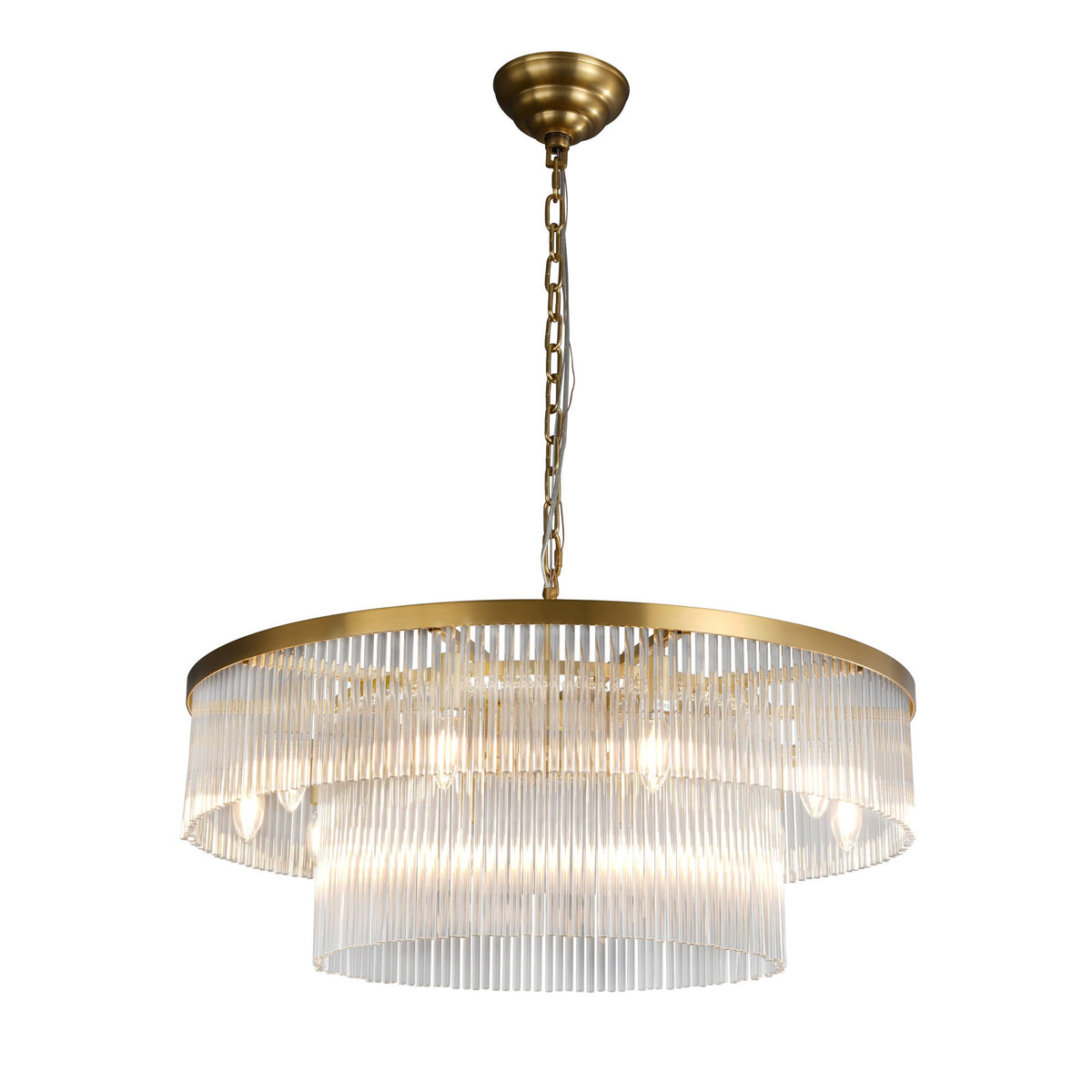 Modern 2 Tier Glass Striped Chandeliers