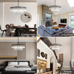 Modern 2-Tier Glass Striped Chandeliers