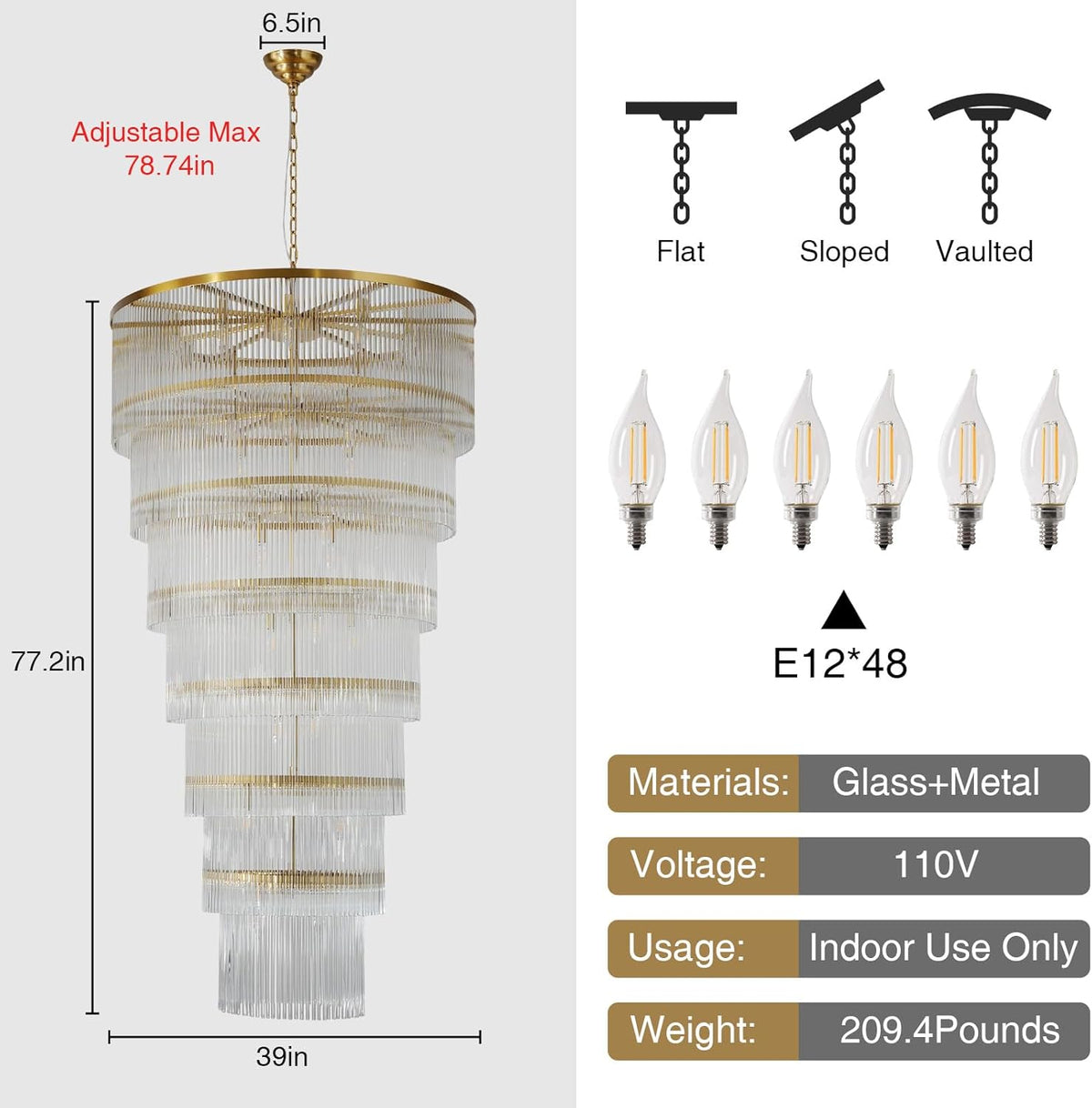 Modern 2-Tier Glass Striped Chandeliers
