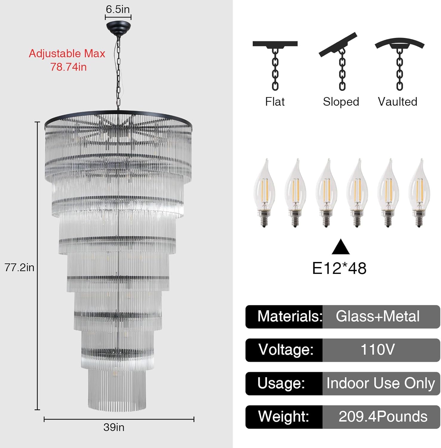 Modern 2-Tier Glass Striped Chandeliers