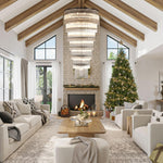 Modern 2-Tier Glass Striped Chandeliers
