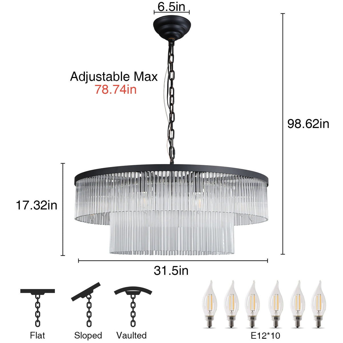Modern 2-Tier Glass Striped Chandeliers