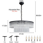 Modern 2-Tier Glass Striped Chandeliers