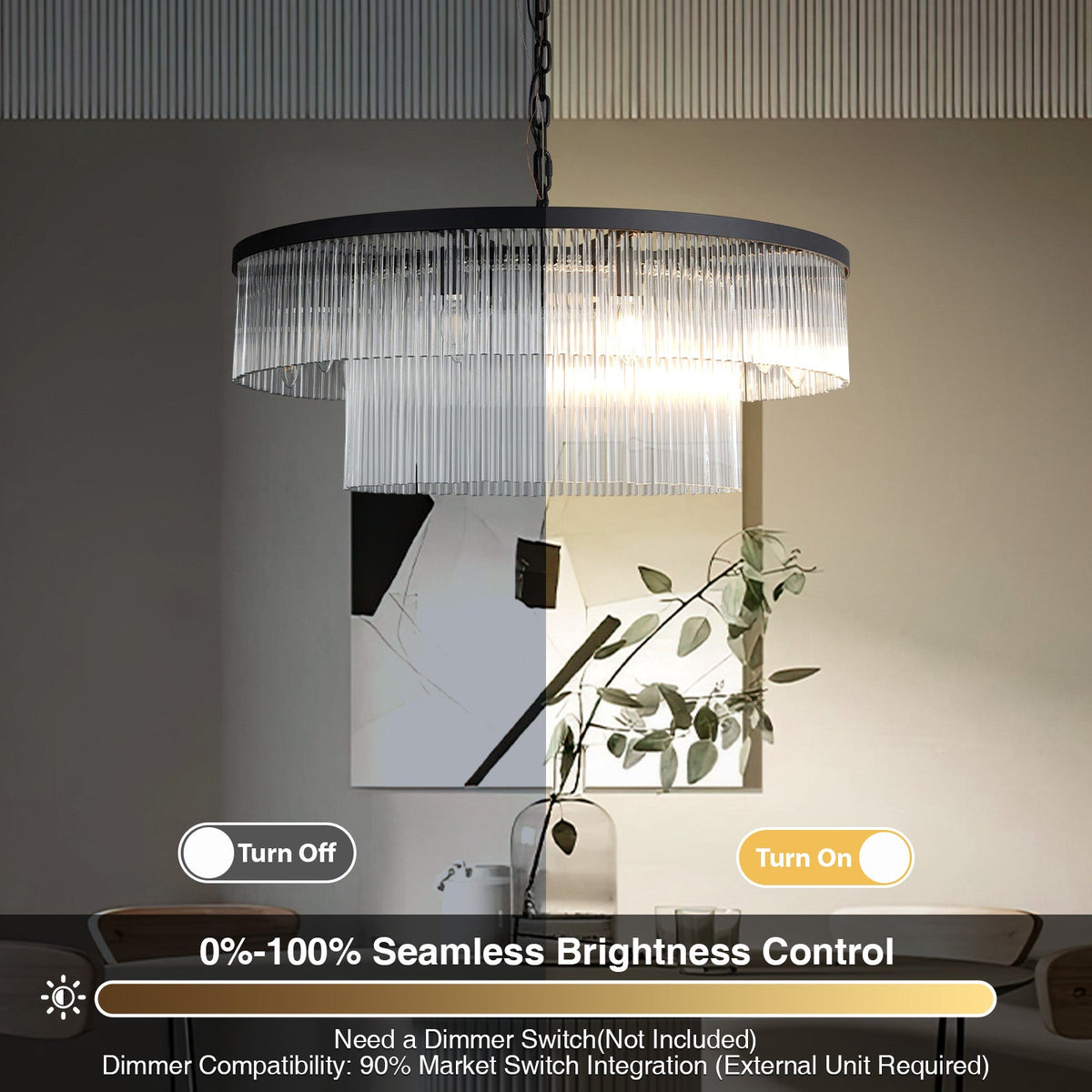 Modern 2-Tier Glass Striped Chandeliers
