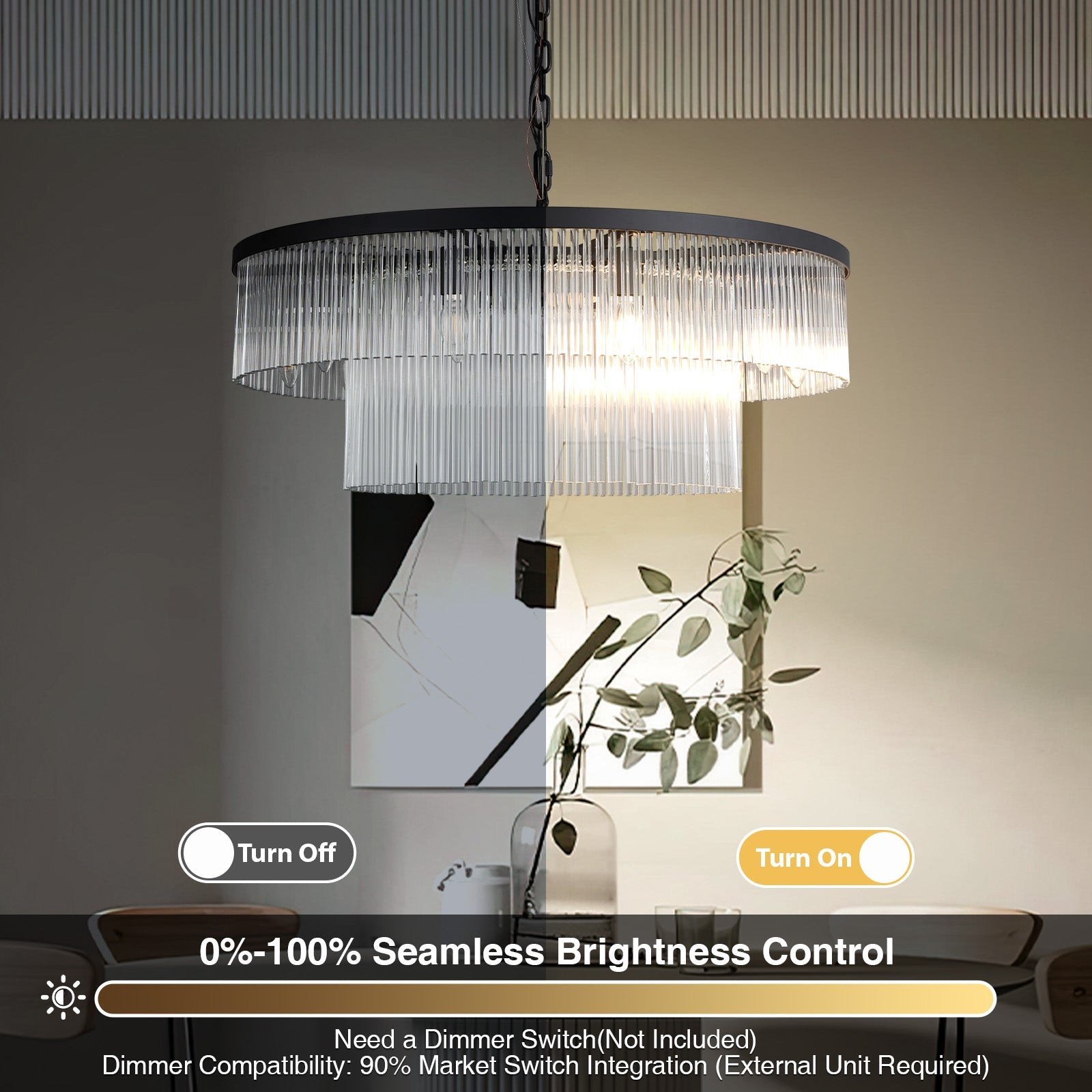 Modern 2-Tier Glass Striped Chandeliers
