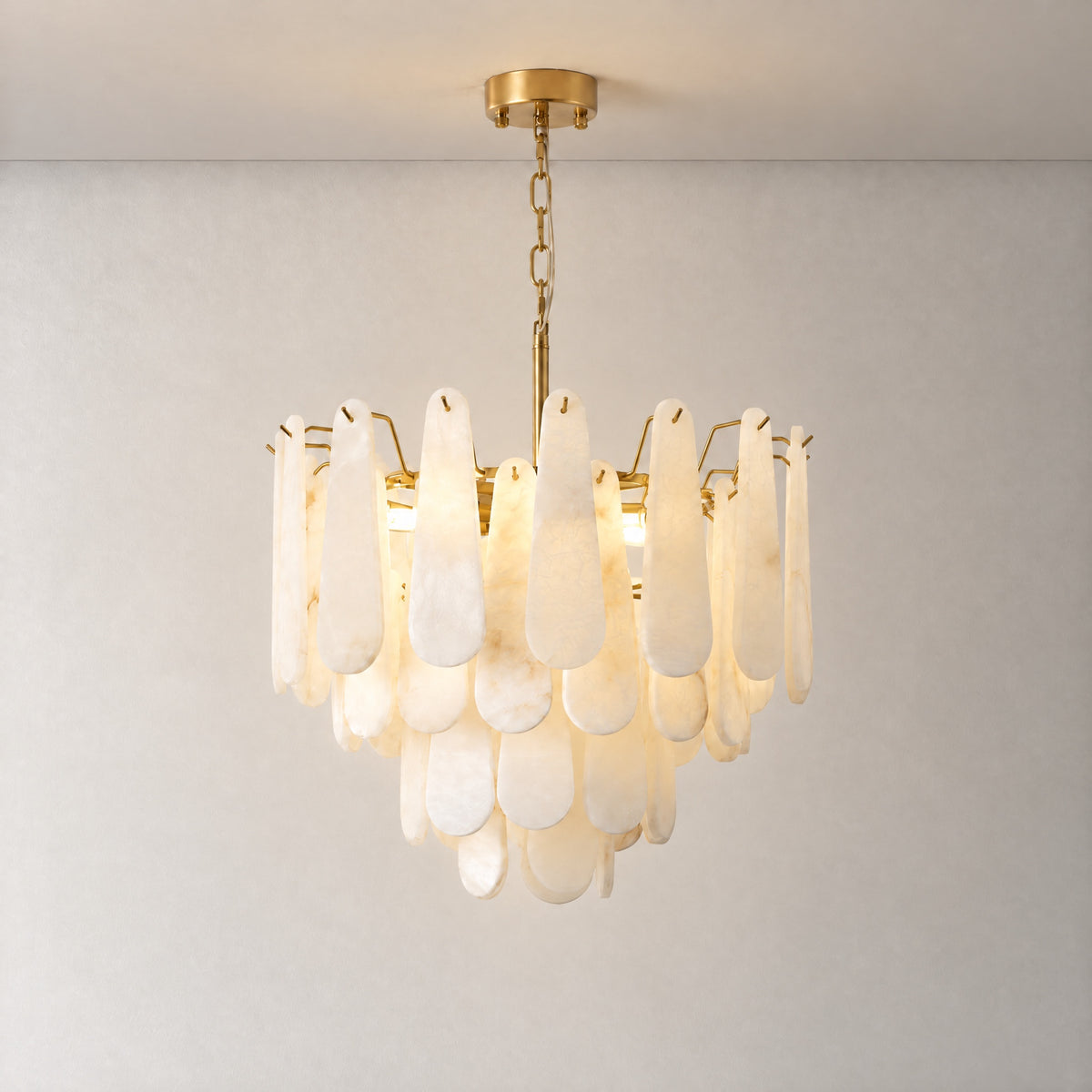 Modern 4-Tier Alabaster Round Chandelier