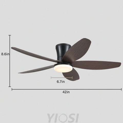 Modern 5-Blade Recessed Ceiling Fan with LED Light & Remote – 36’’/42’’/48’’ ceiling light