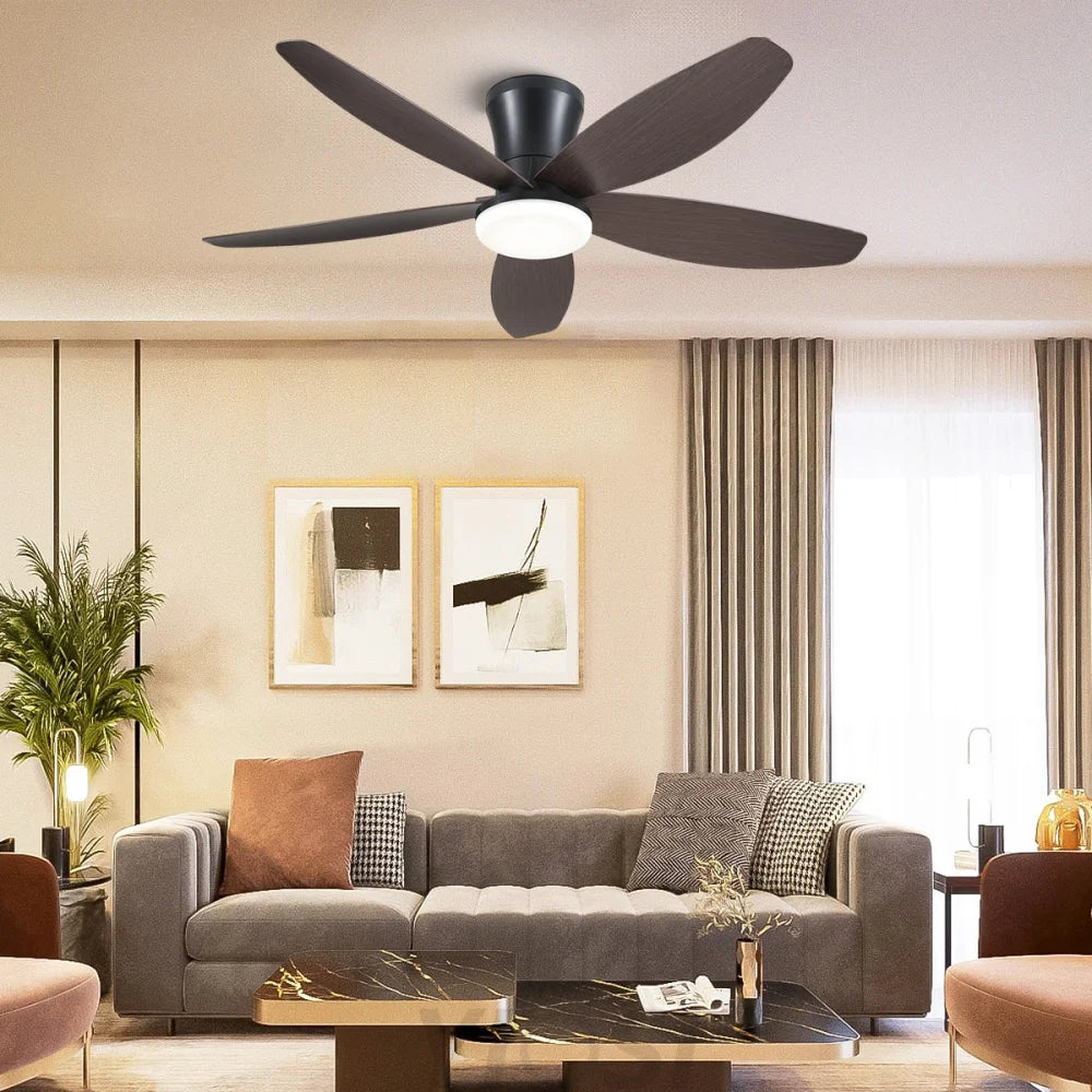 Modern 5-Blade Recessed Ceiling Fan with LED Light & Remote – 36’’/42’’/48’’ ceiling light