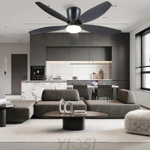 Modern 5-Blade Recessed Ceiling Fan with LED Light & Remote – 36’’/42’’/48’’ ceiling light