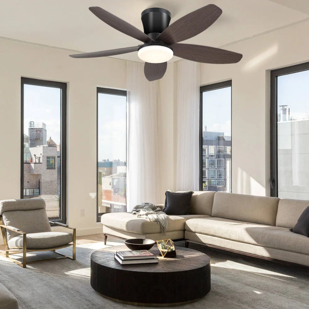 Modern 5-Blade Recessed Ceiling Fan with LED Light & Remote – 36’’/42’’/48’’ ceiling light