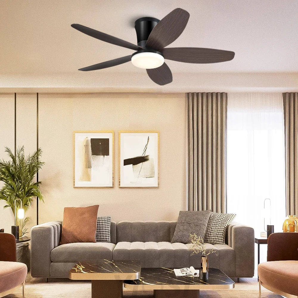 Modern 5-Blade Recessed Ceiling Fan with LED Light & Remote – 36’’/42’’/48’’ ceiling light