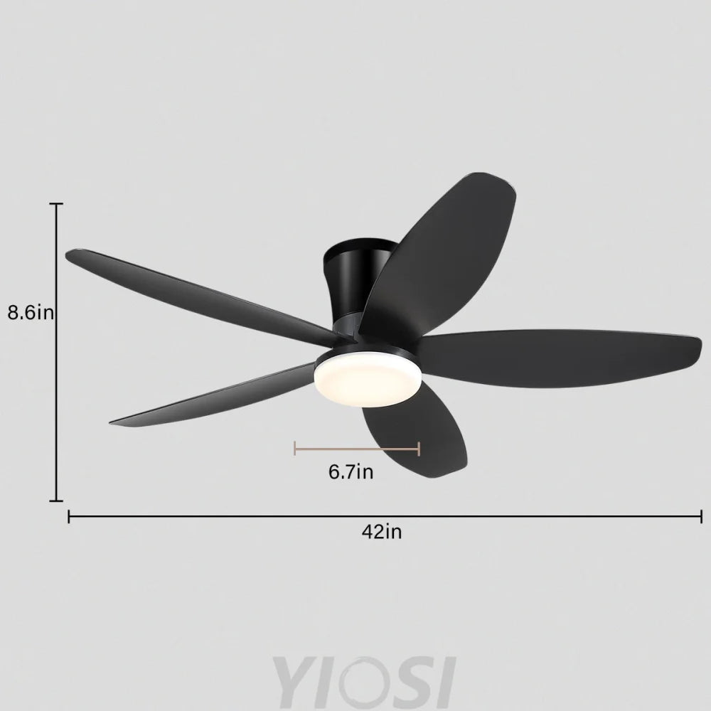 Modern 5-Blade Recessed Ceiling Fan with LED Light & Remote – 36’’/42’’/48’’ ceiling light