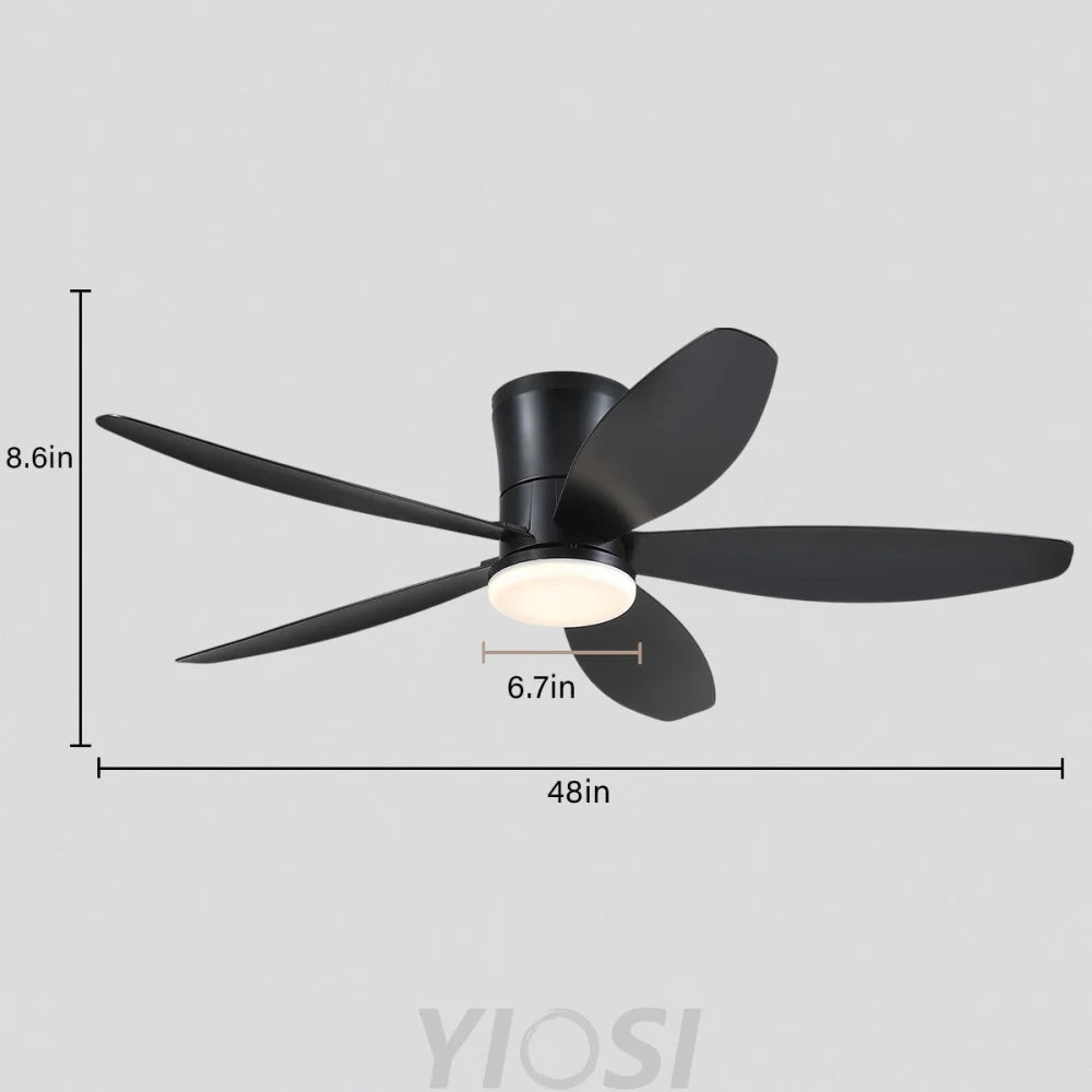 Modern 5-Blade Recessed Ceiling Fan with LED Light & Remote – 36’’/42’’/48’’ ceiling light