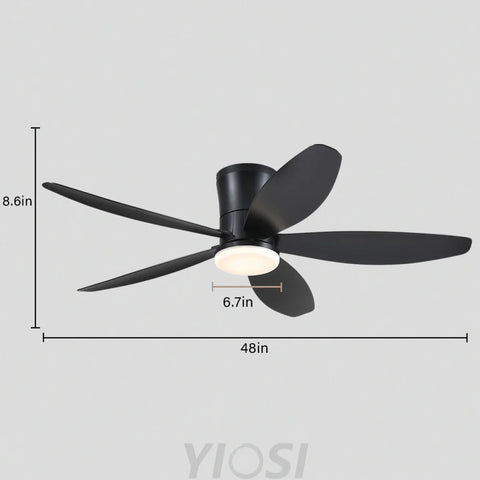 Modern 5-Blade Recessed Ceiling Fan with LED Light & Remote – 36’’/42’’/48’’ ceiling light