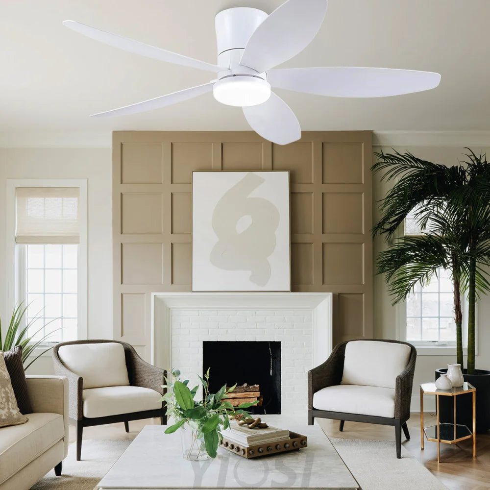 Modern 5-Blade Recessed Ceiling Fan with LED Light & Remote – 36’’/42’’/48’’ ceiling light