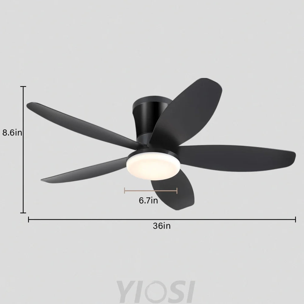 Modern 5-Blade Recessed Ceiling Fan with LED Light & Remote – 36’’/42’’/48’’ ceiling light