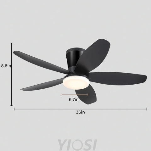 Modern 5-Blade Recessed Ceiling Fan with LED Light & Remote – 36’’/42’’/48’’ ceiling light