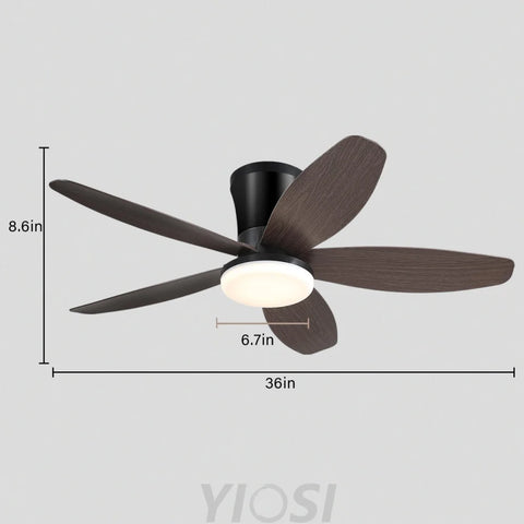 Modern 5-Blade Recessed Ceiling Fan with LED Light & Remote – 36’’/42’’/48’’ ceiling light