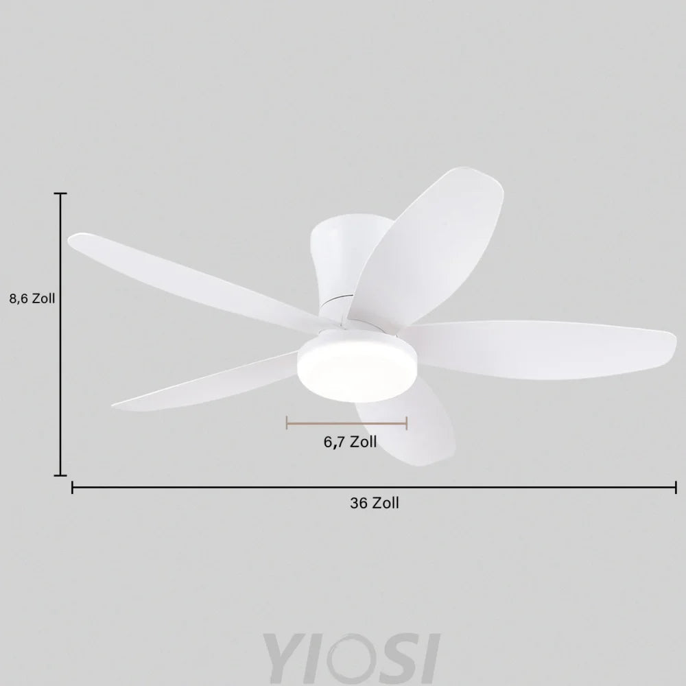 Modern 5-Blade Recessed Ceiling Fan with LED Light & Remote – 36’’/42’’/48’’ ceiling light